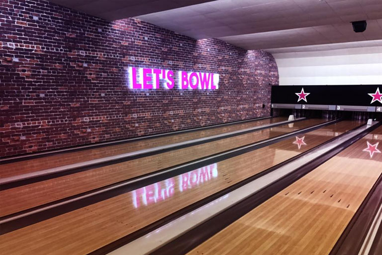 amf bowling neon sign