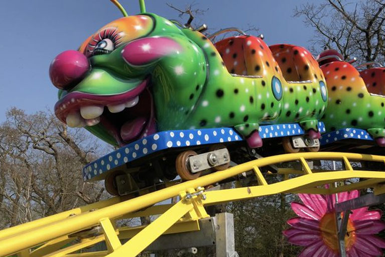 caterpillar rollercoaster pettitts adventure park