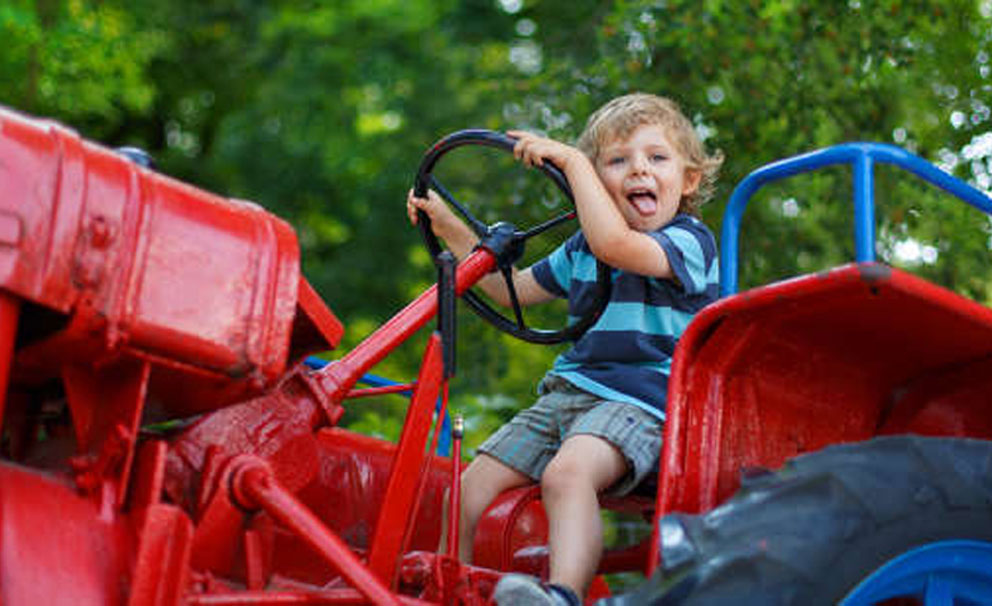 battersea park zoo kid having fun on tractor