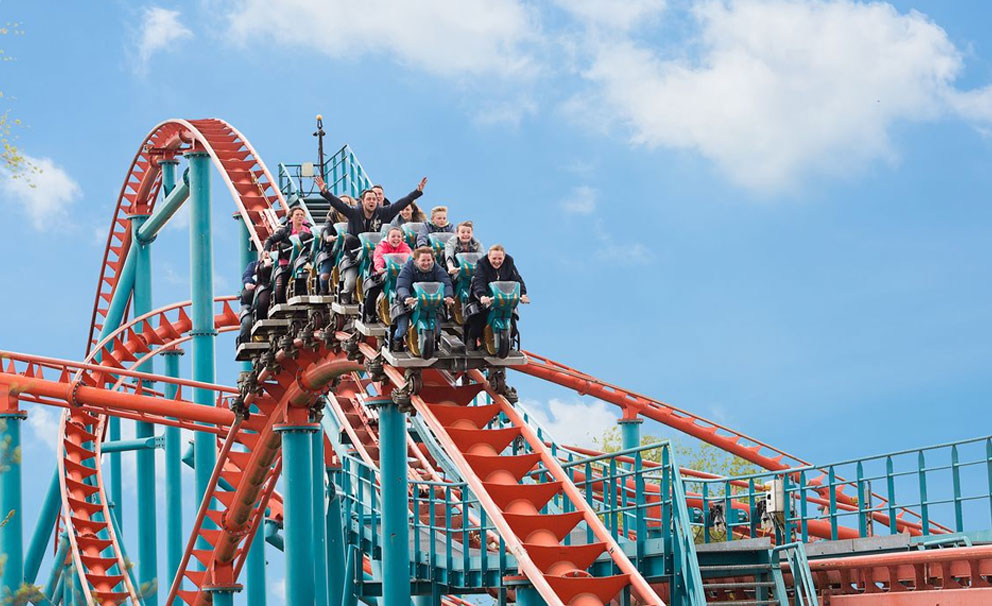 flamingoland family day out on a rollercoaster