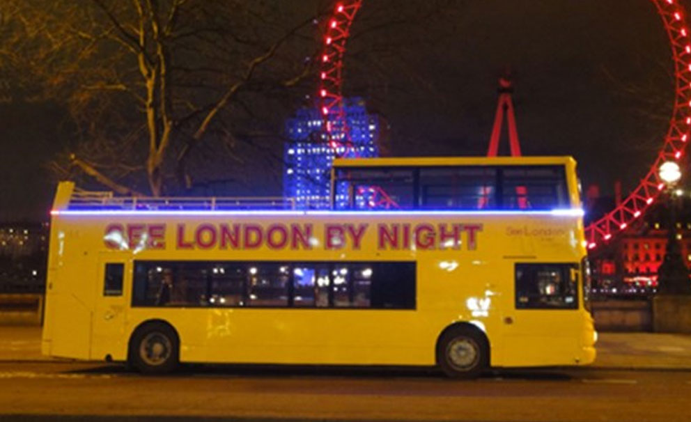 london by night bus